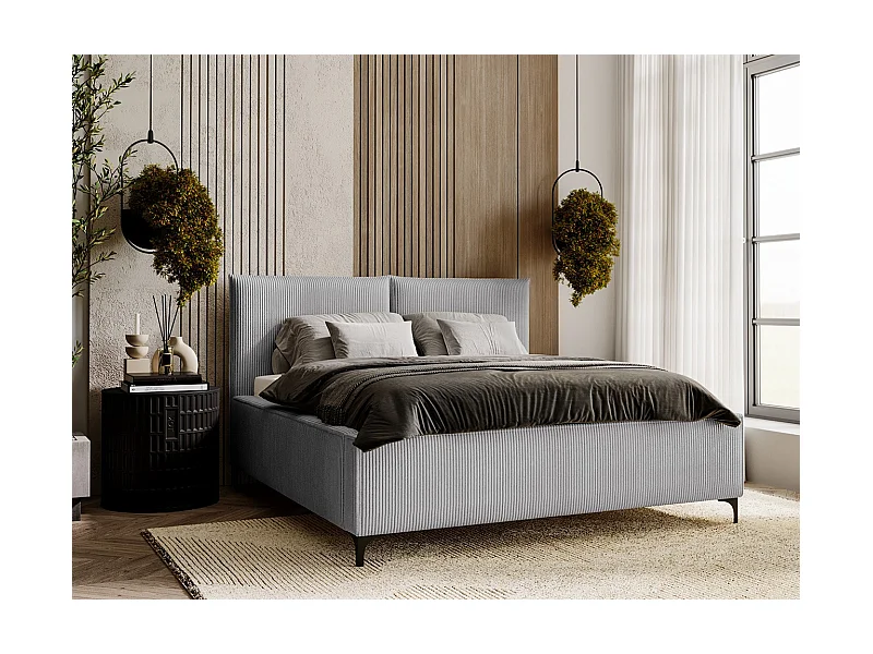 Cama Clovis 113, Doble, Gris, 180x200, Tapiz, Somieres, 200x214x108cm