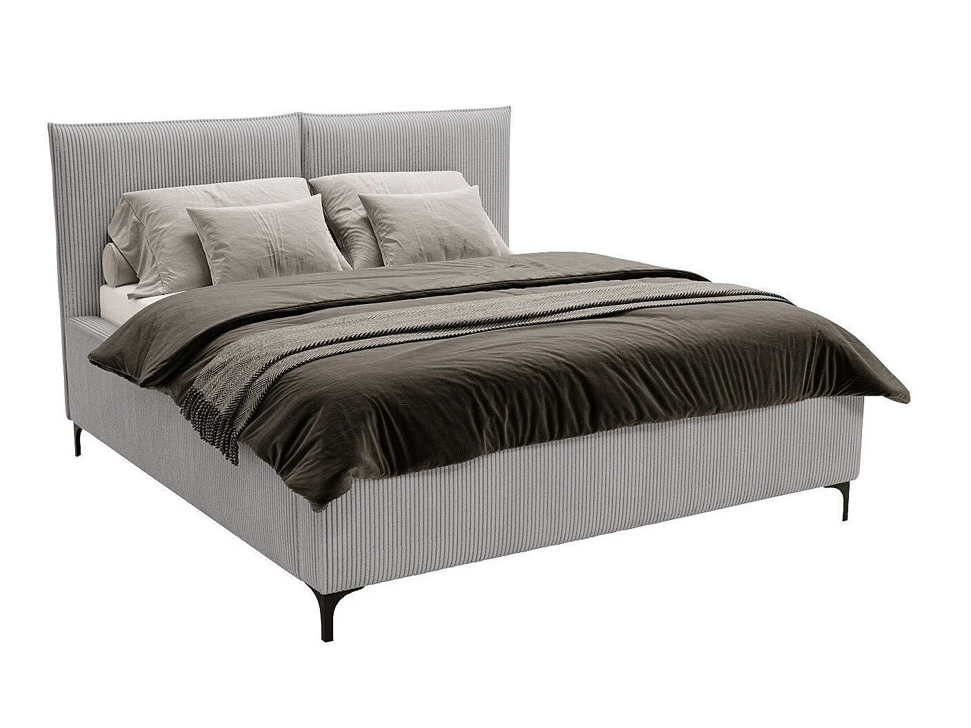 Lit Clovis 113, Double, Gris clair, Tissu, Disponible, 20x21x11cm