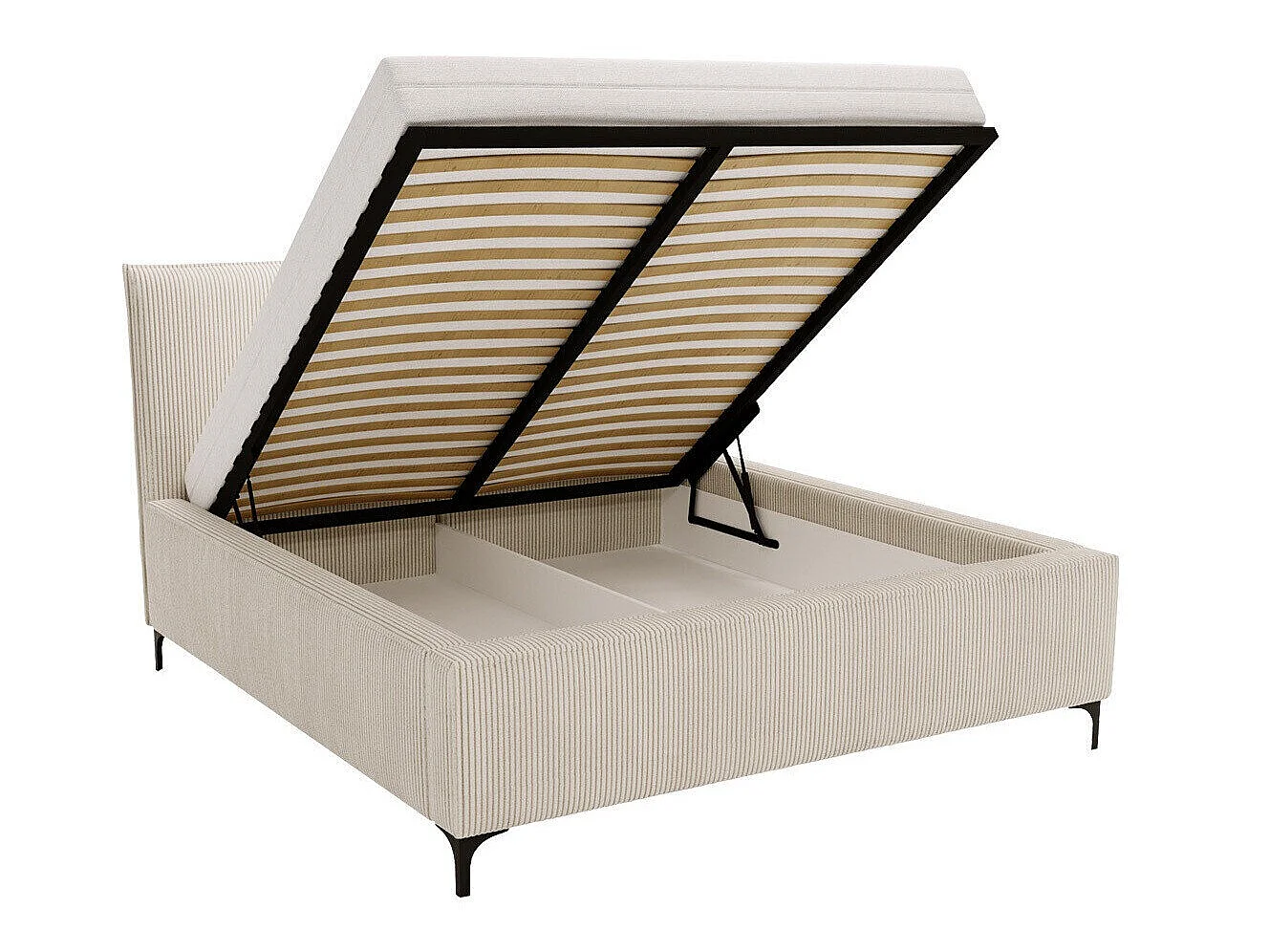 Lit Clovis 113, Double, Gris clair, Tissu, Disponible, 20x21x11cm