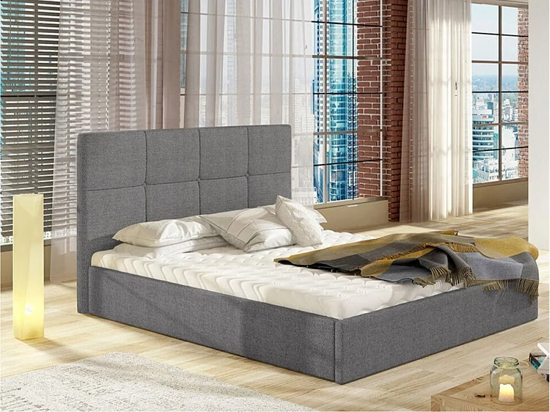 Cama ComfiDream 130, Doble, Gris, 140x200, Tapiz, Somieres, 151x213x106cm