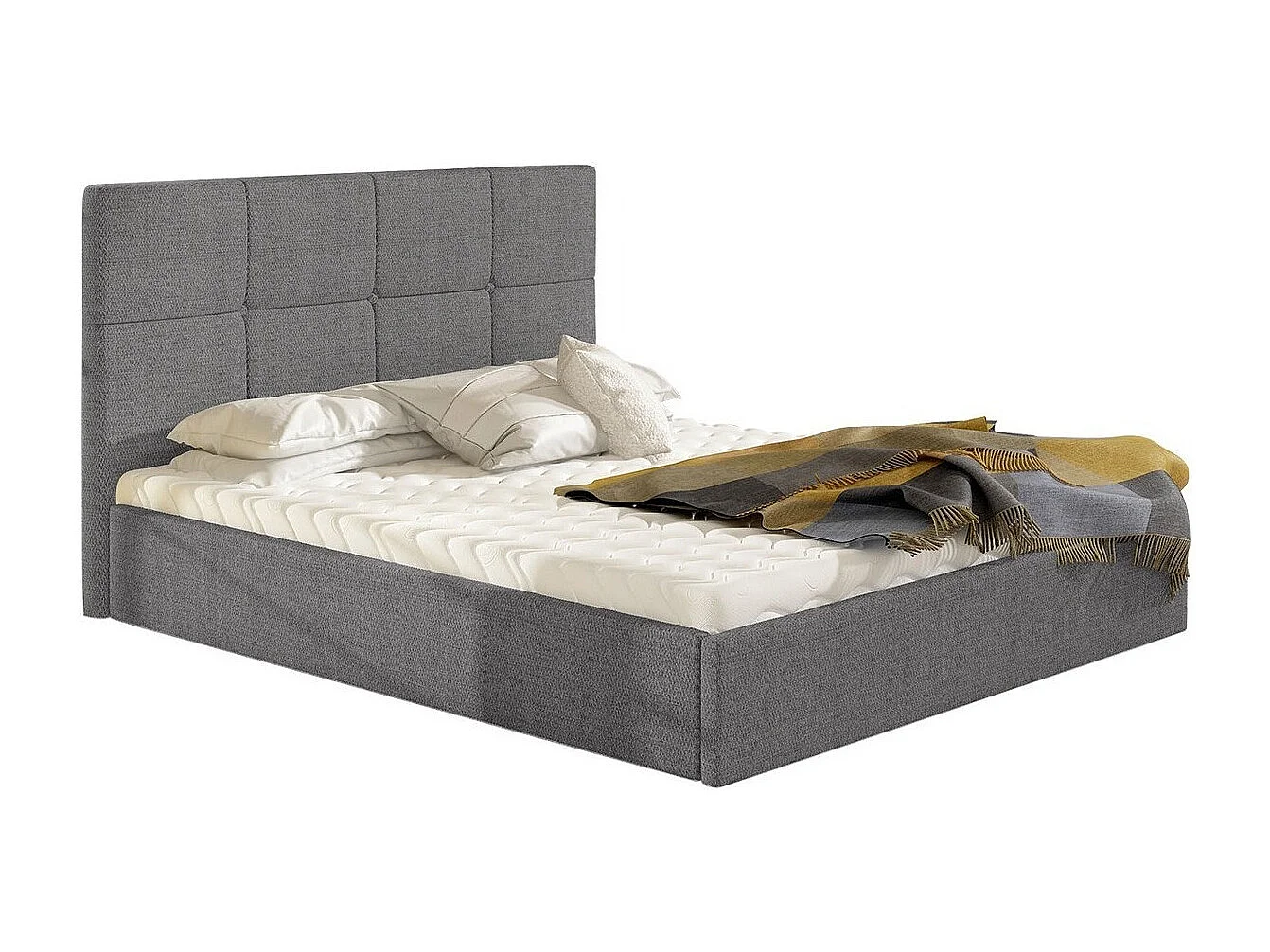 Cama ComfiDream 130, Doble, Gris, 140x200, Tapiz, Somieres, 151x213x106cm