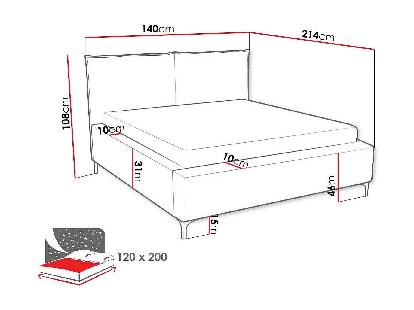 Cama Clovis 113, Solteiro, Castanho claro, Tecido, Estrados de cama