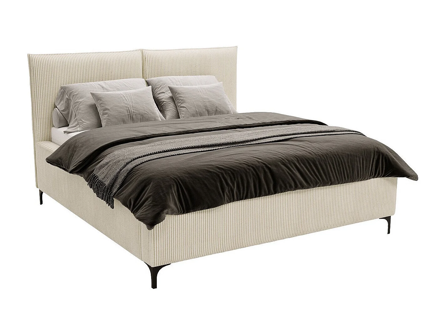 Lit Clovis 113, Unique, Brun clair, 120x200, Tissu, Disponible, 140x214x108cm