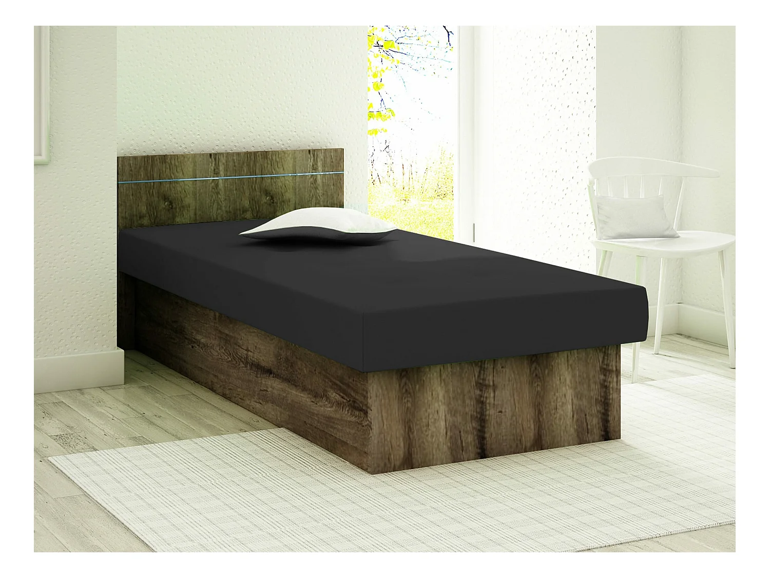 Letto Dover 101, Singolo, Nero, 80x190, 80x192x68cm