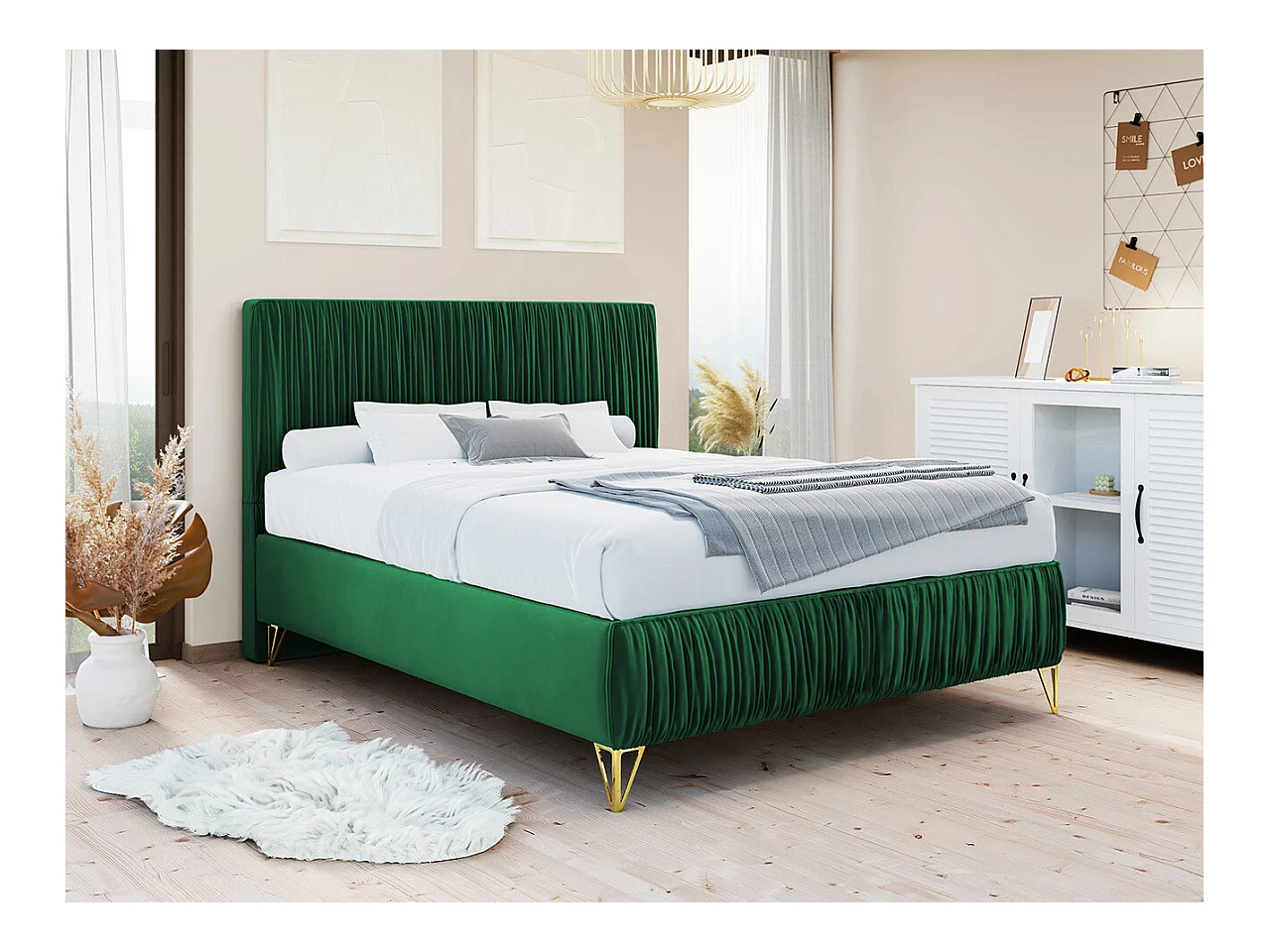 Letto Logan 112, Singolo, Verde, 120x200, Arazzo, Con, 120x209x120cm