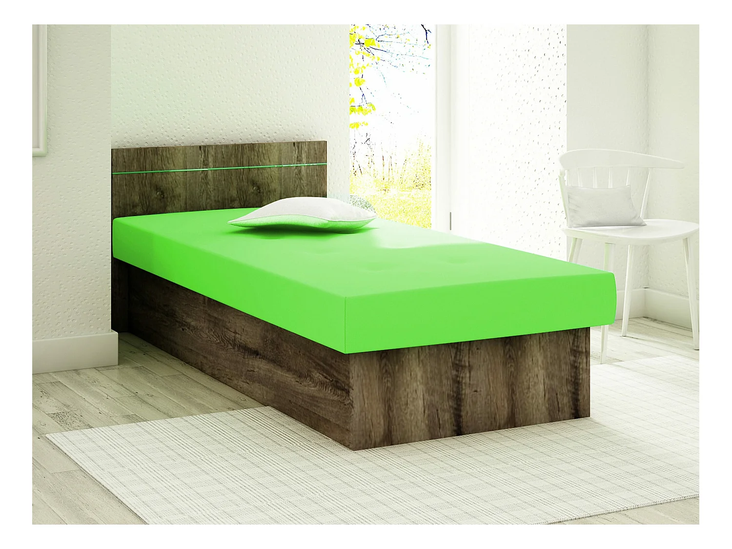 Letto Dover 101, Singolo, Verde, 80x190, 80x192x68cm