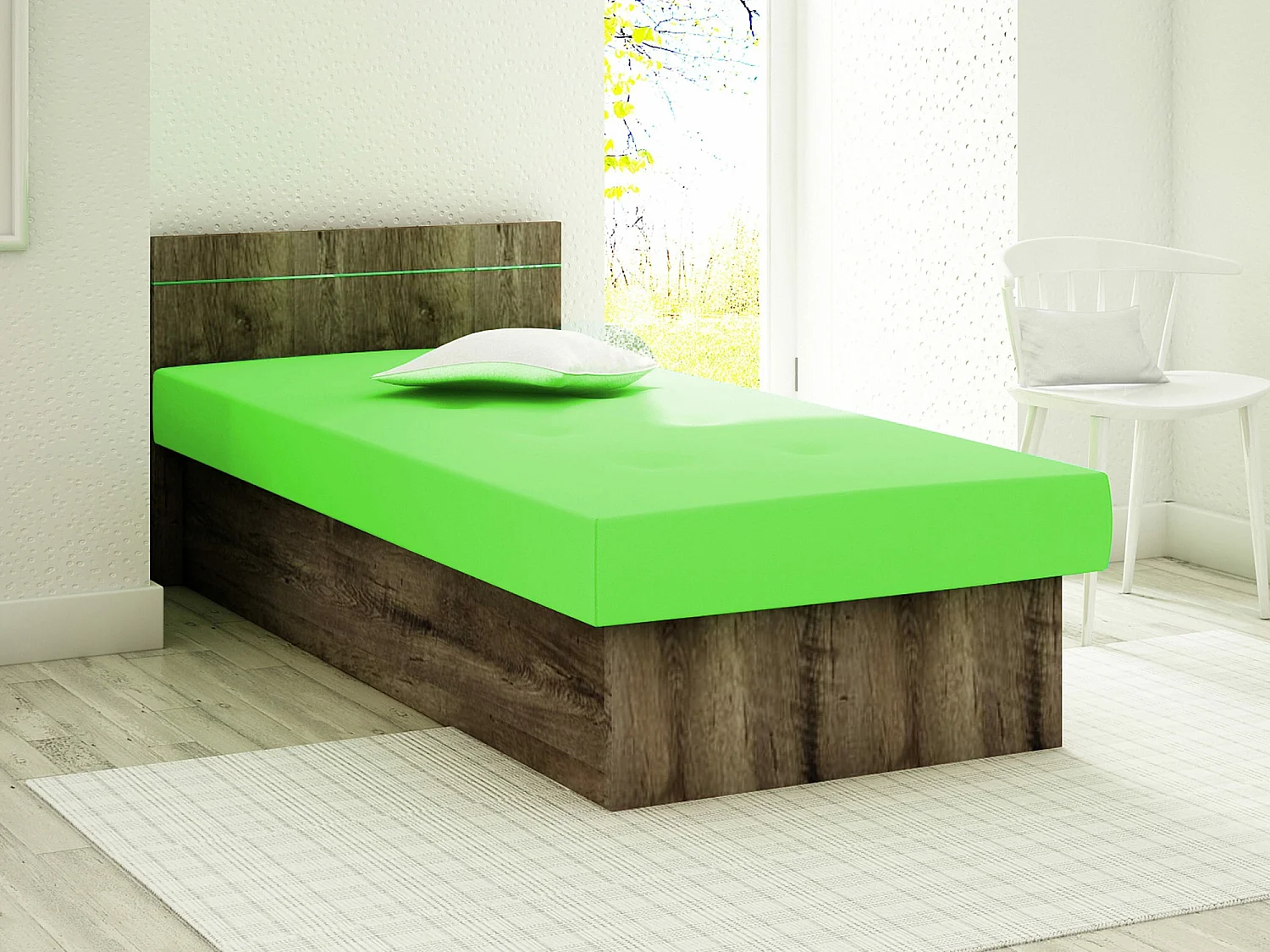 Letto Dover 101, Singolo, Verde, 80x190, 80x192x68cm