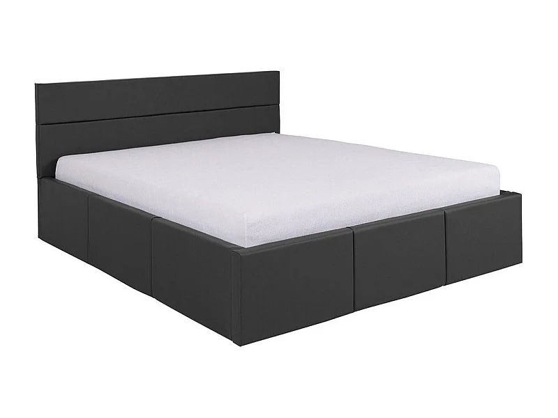 Cama Tivdalu 123, Doble, Negro, 160x200, Cuero ecológico, Somieres, 175x215x92cm