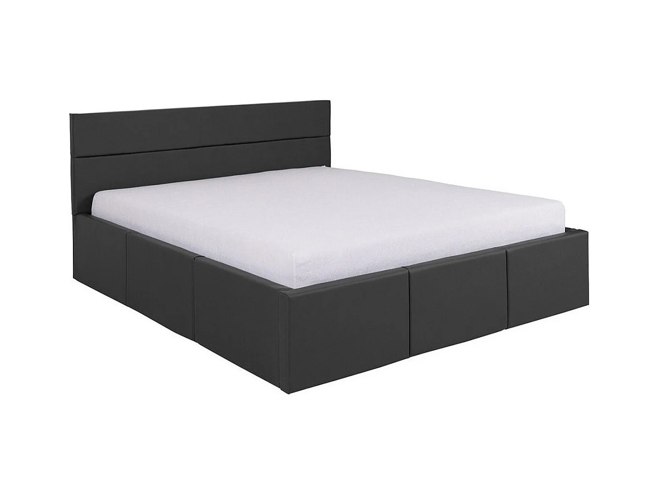 Lit Tivdalu 123, Double, Noir, 160x200, Faux cuir, Sommier à lattes, 175x215x92cm