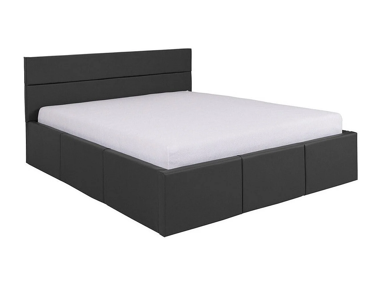Cama Tivdalu 123, Doble, Negro, 160x200, Cuero ecológico, Somieres, 175x215x92cm