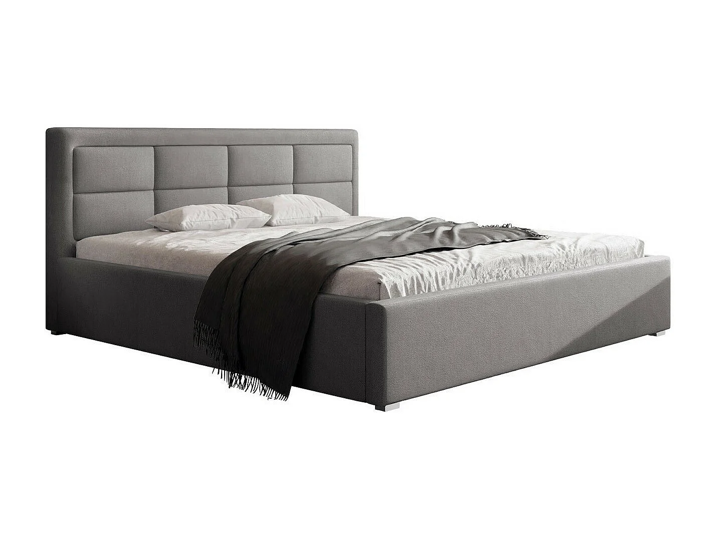 Cama Pomona 103, Doble, Gris, 140x200, Tapiz, Somieres, 160x223x93cm