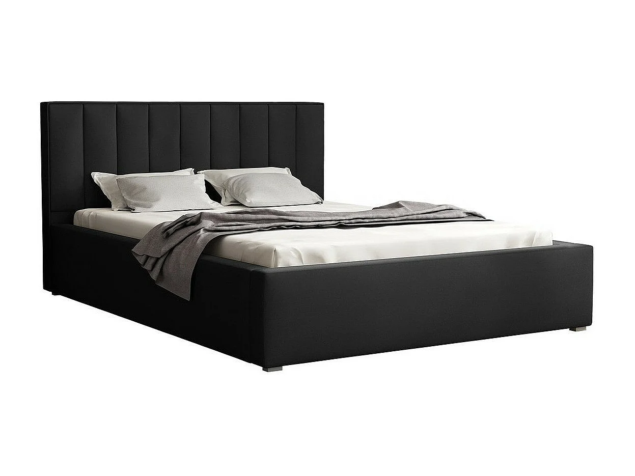 Cama Pomona 109, Casal, Preto, Tecido, Estrados de cama, 22x22x9cm