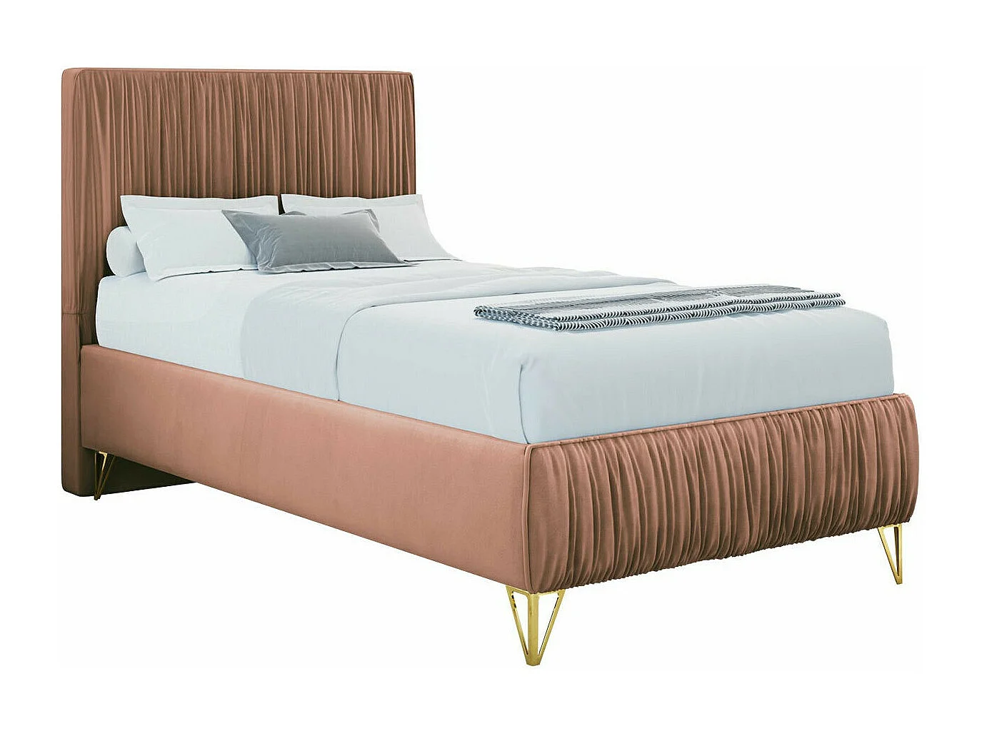 Cama Logan 112, Individuales, Rosa, 90x200, Tapiz, Somieres, 90x209x120cm