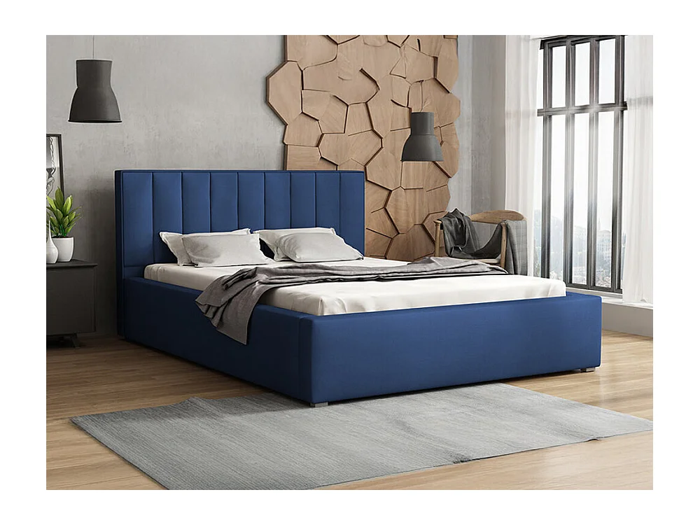 Letto Pomona 109, Doppio, Blu, 140x200, Arazzo, Con, 160x223x93cm
