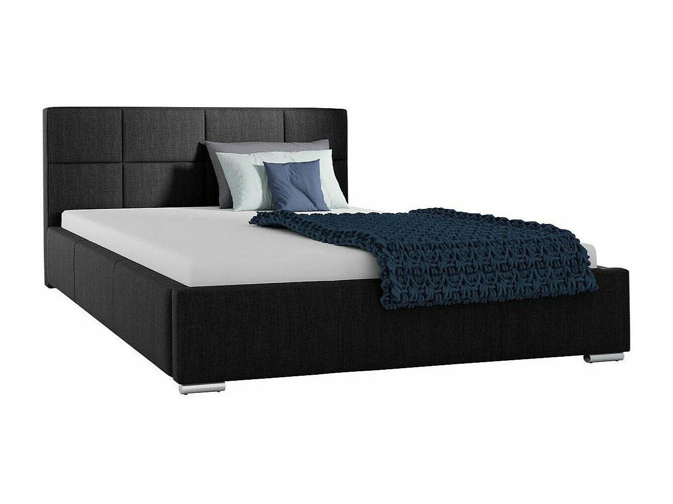 Cama Baltimore 122, Doble, Gris, 140x200, Tapiz, Somieres, 158x222x92cm