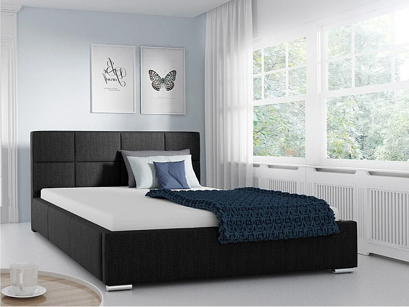 Cama Baltimore 122, Doble, Gris, 140x200, Tapiz, Somieres, 158x222x92cm