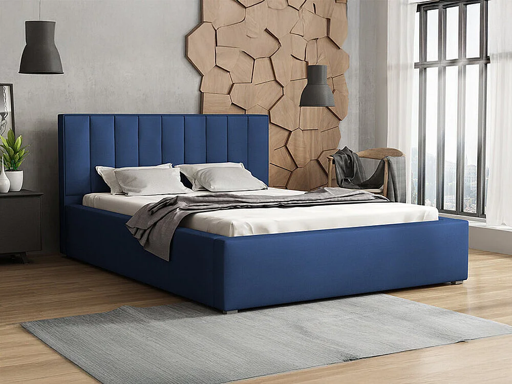 Letto Pomona 111, Doppio, Blu, 180x200, Arazzo, Con, 200x223x93cm
