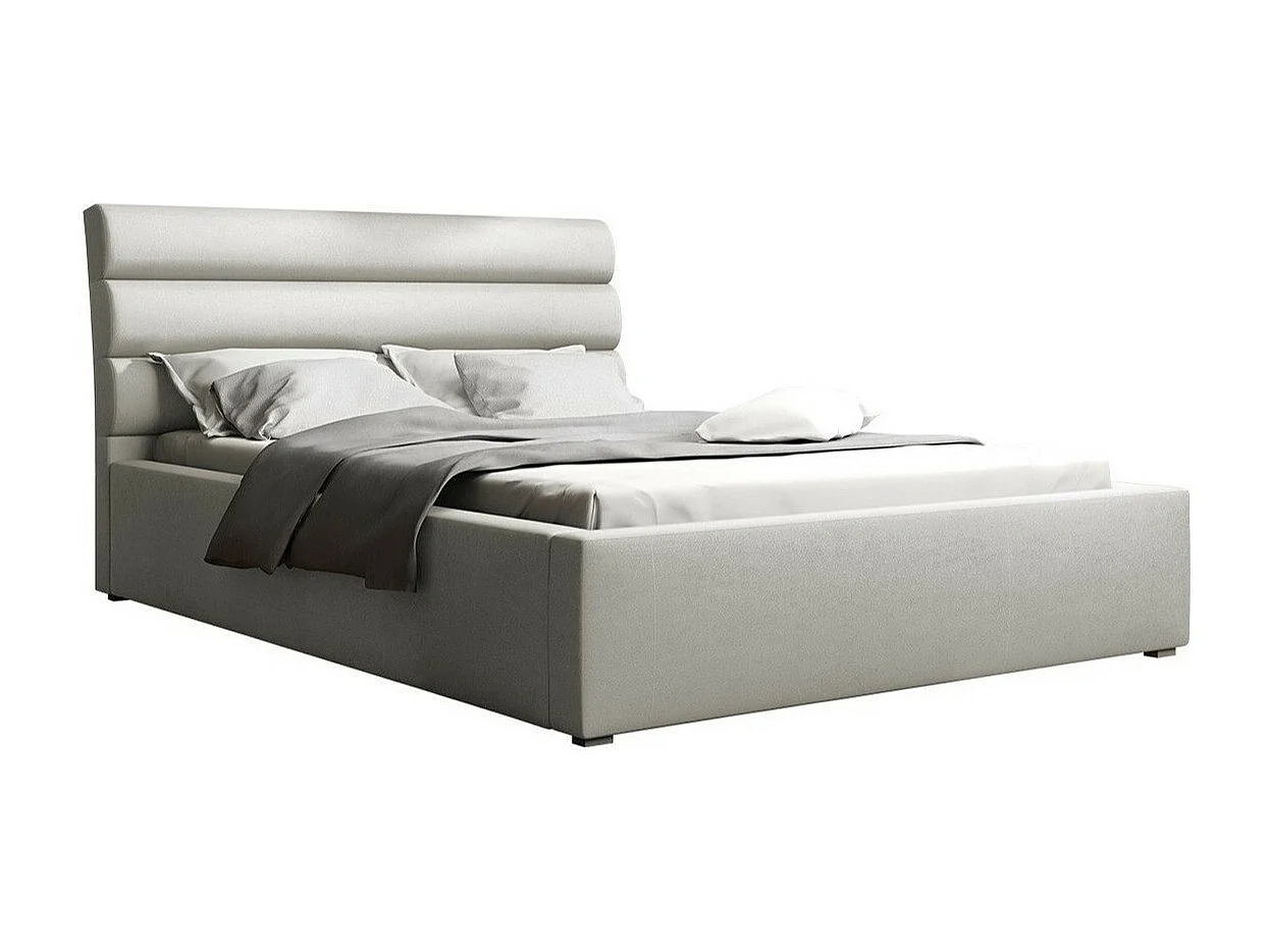 Cama Pomona 108, Doble, Gris, 200x200, Tapiz, Somieres, 220x223x100cm