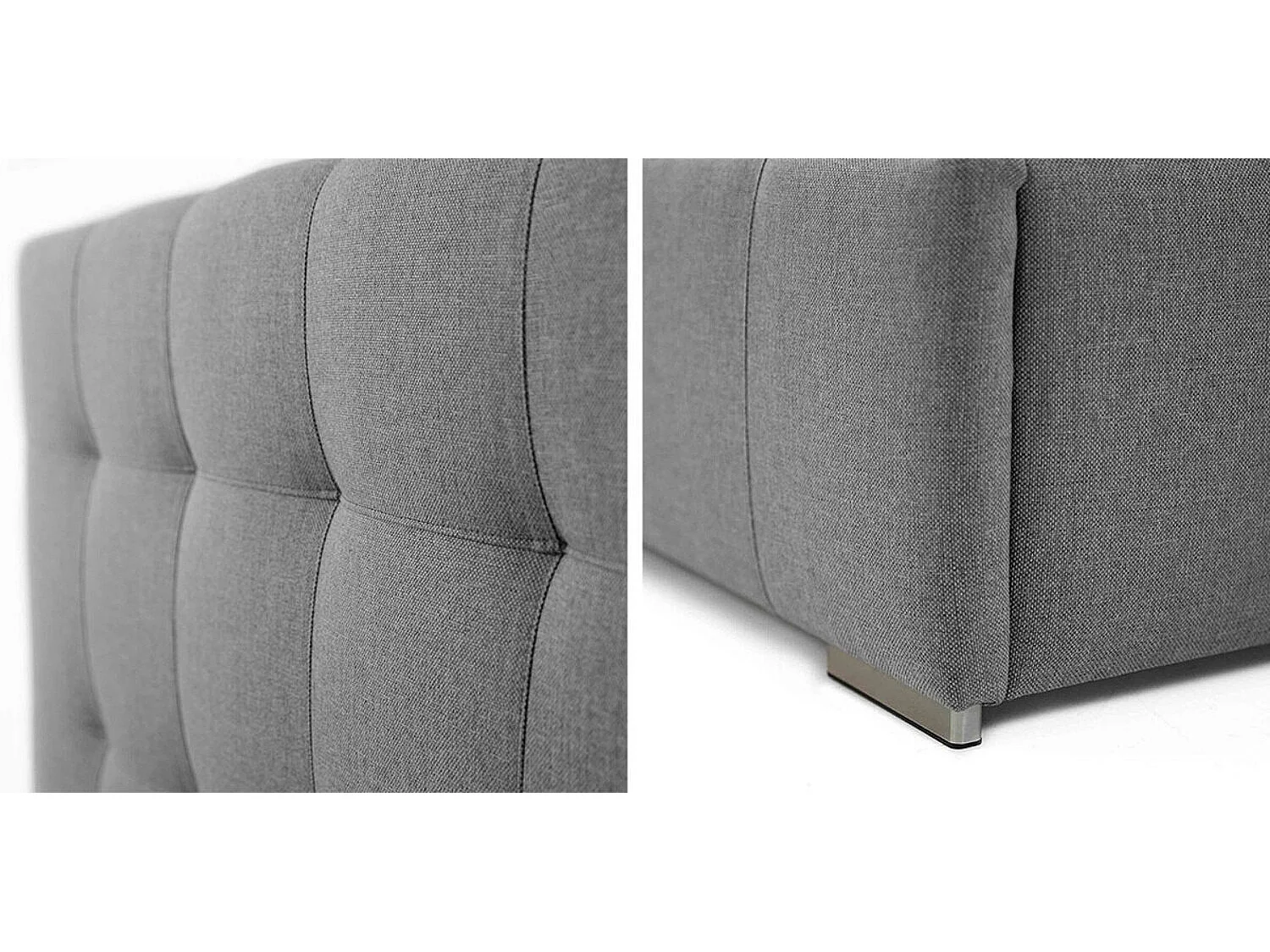 Lit Florence 100, Double, Gris, 160x200, Tapisserie, Sommier à lattes, 178x216x105cm