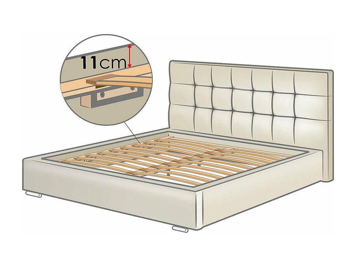 Cama Florence 100, Doble, Gris, 160x200, Tapiz, Somieres, 178x216x105cm