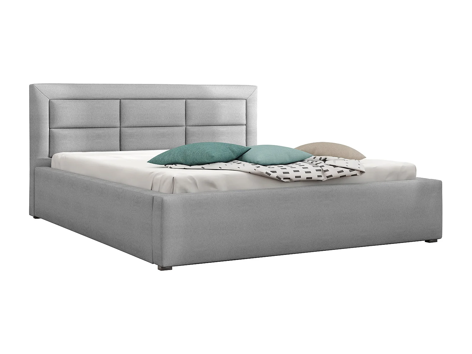 Cama Pomona 103, Doble, Gris, 140x200, Tapiz, Somieres, 160x223x93cm