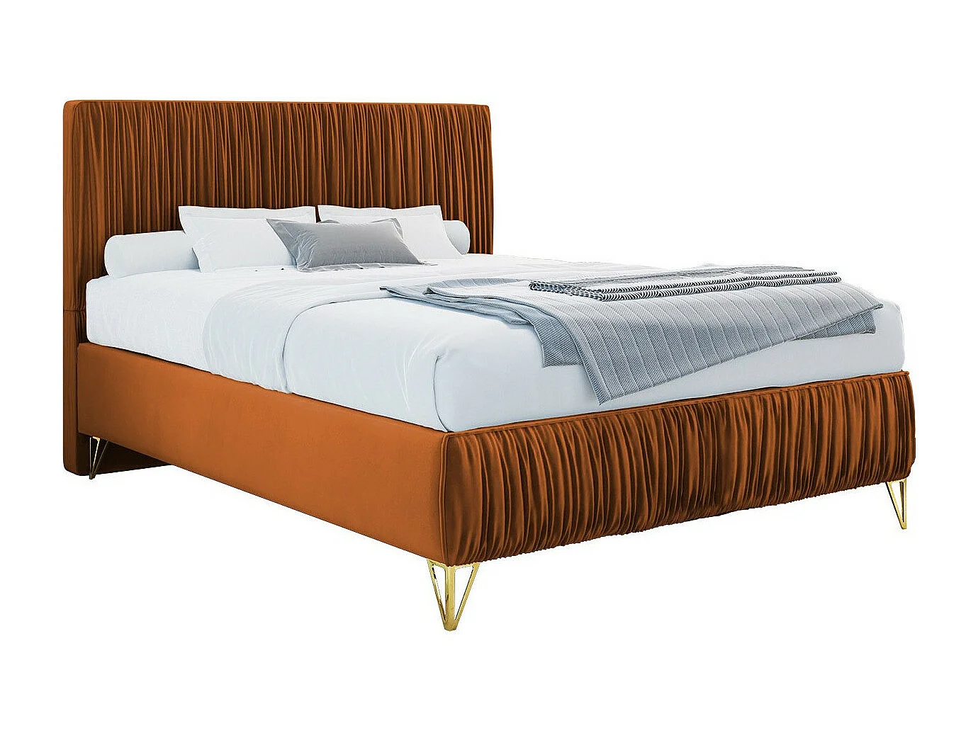 Cama continental Logan 112, Solteiro, Castanho, Tecido, 12x21x12cm