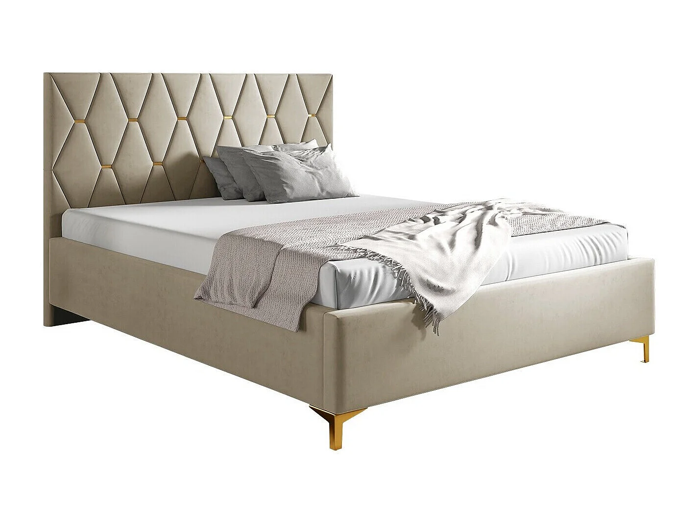 Letto Baltimore 192, Doppio, Nocciola, 160x200, Arazzo, Con, 178x222x122cm