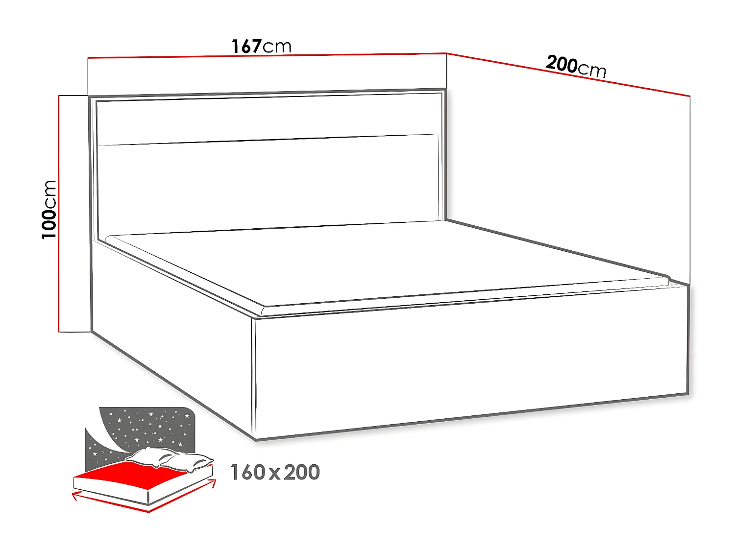 Cama Etrmoni 113, Casal, Castanho claro, Placa de aglomerado laminado