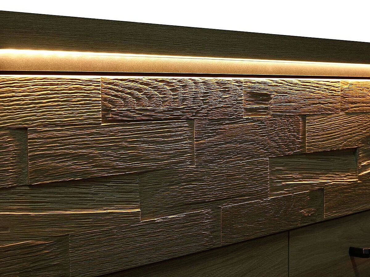 Cama Etrmoni 113, Doble, De color marrón claro, 160x200, Aglomerado laminado, Somieres,