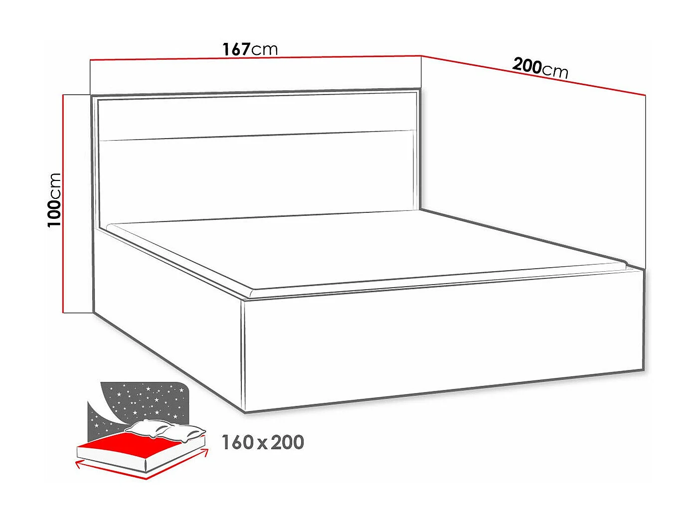 Cama Etrmoni 113, Doble, De color marrón claro, 160x200, Aglomerado laminado, Somieres,