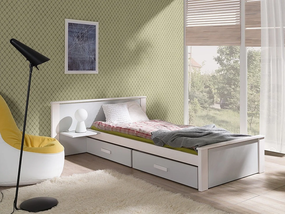 Cama Henderson 117, Solteiro, Cinzento, Placa de aglomerado laminado