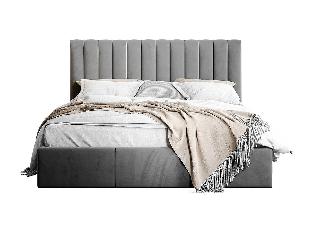 Cama ComfiDream 179, Casal, Cinzento, Tecido, Estrados de cama