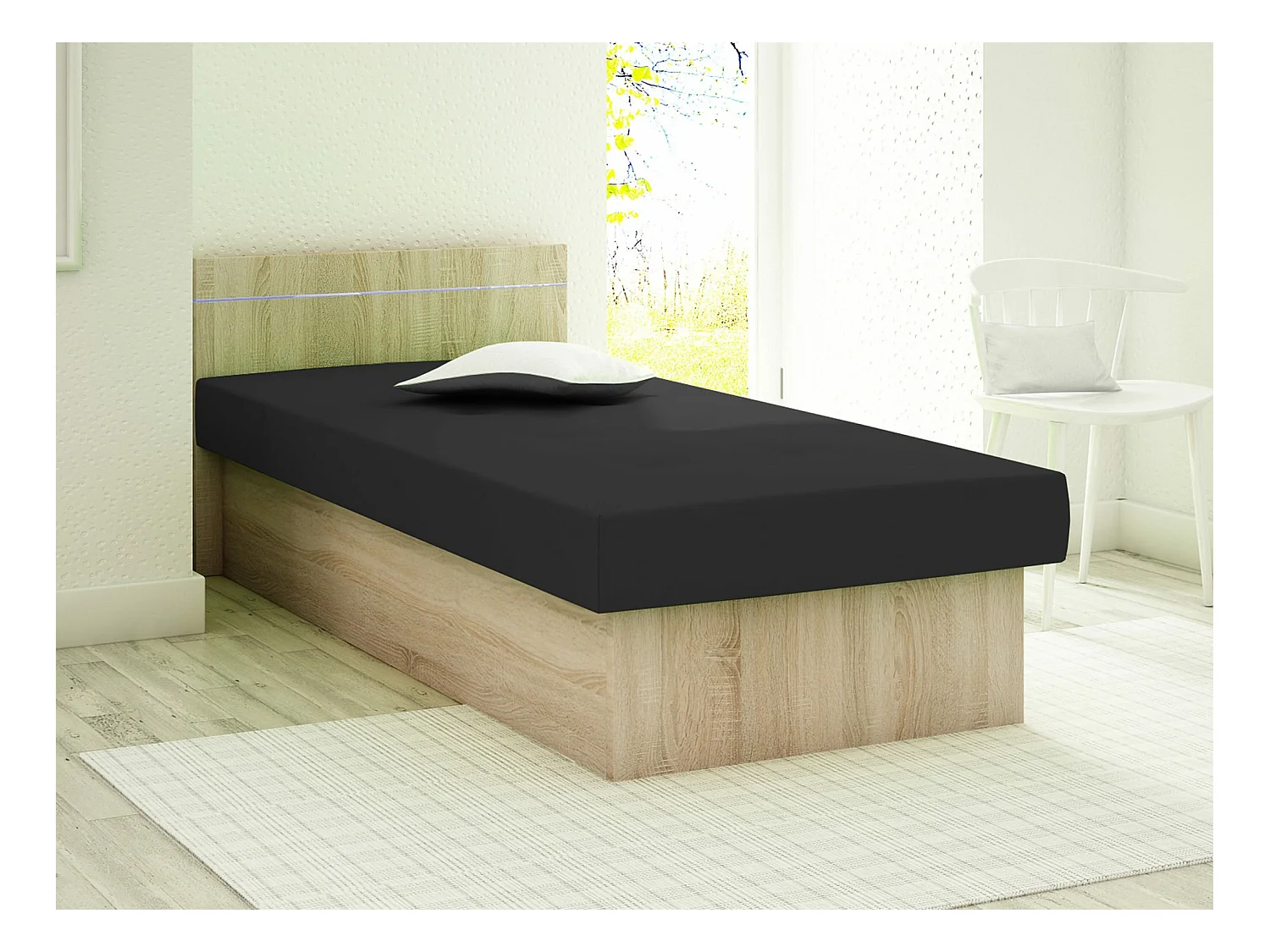 Cama Dover 101, Individuales, Negro, 80x190, 80x192x68cm