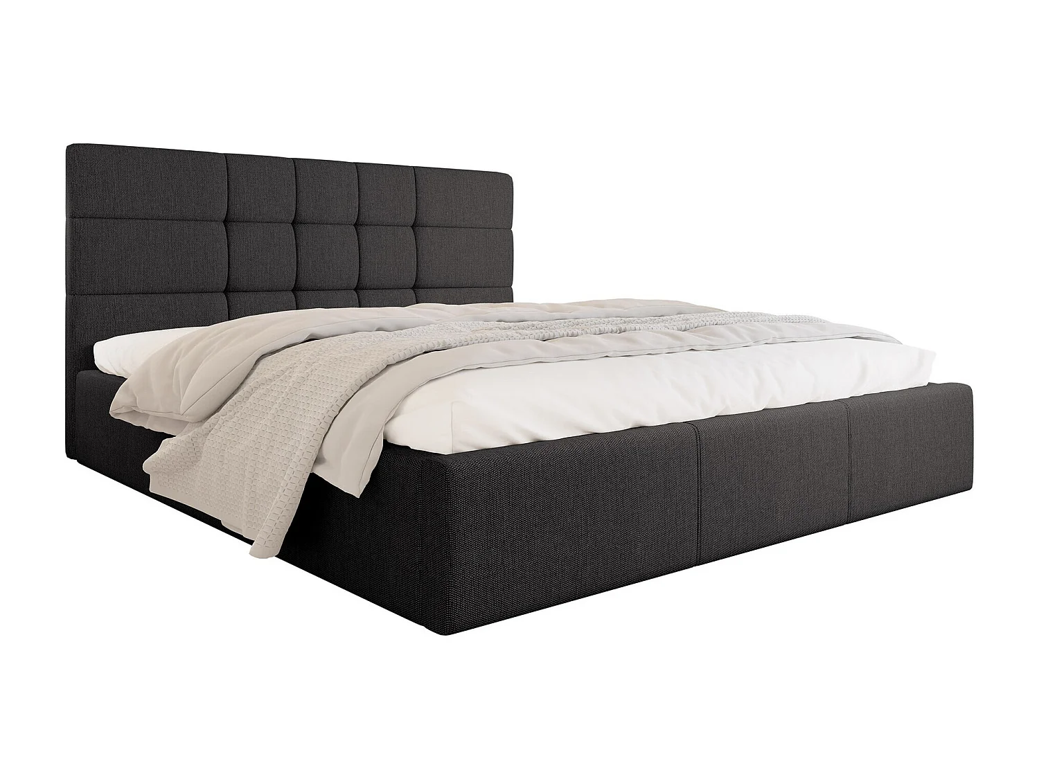 Cama ComfiDream 125, Doble, Gris, 140x200, Tapiz, Somieres, 151x212x105cm