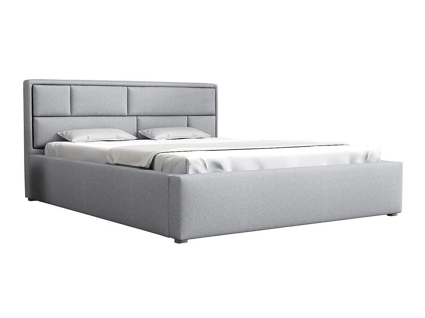 Lit Pomona 104, Unique, Gris clair, Tissu, Disponible, 14x22x9cm