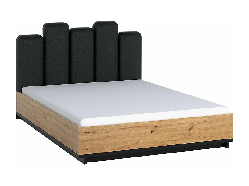 Cama Morlira 111, Doble, De color marrón claro, 160x200, Tapiz, Somieres, 167x217x117cm