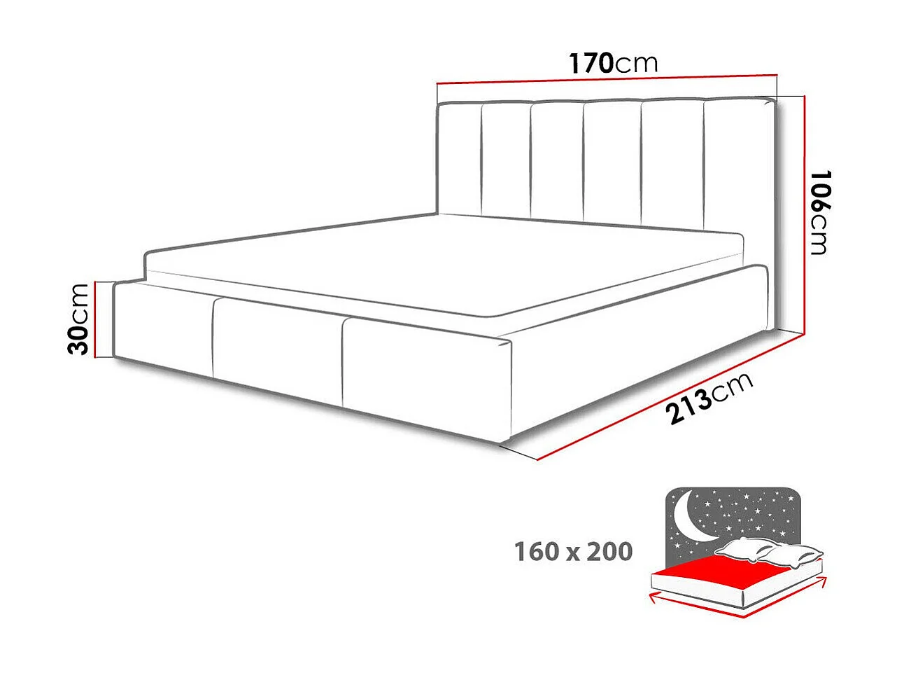 Cama ComfiDream 126, Doble, Azul, 160x200, Tapiz, Somieres, 170x213x106cm