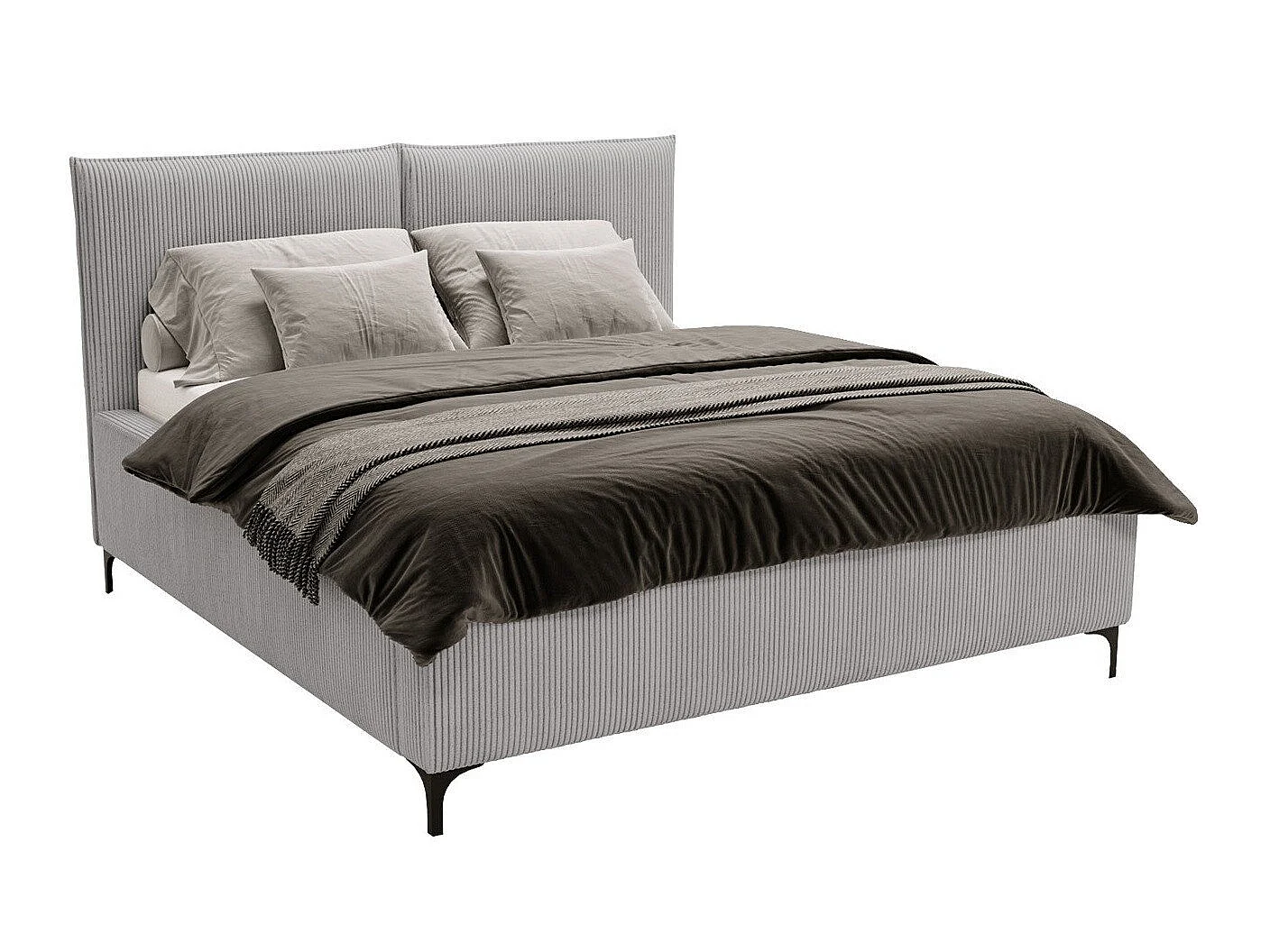 Cama Clovis 113, Individuales, Gris claro, Tapiz, Somieres, 14x21x11cm