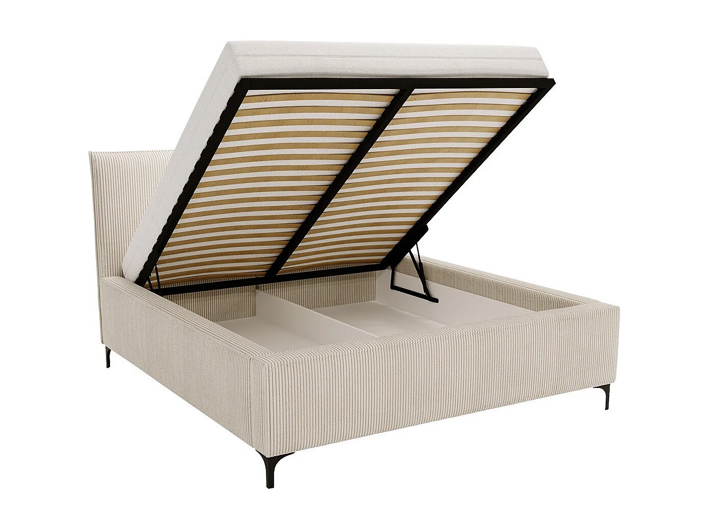 Cama Clovis 113, Doble, Gris, 160x200, Tapiz, Somieres, 180x214x108cm