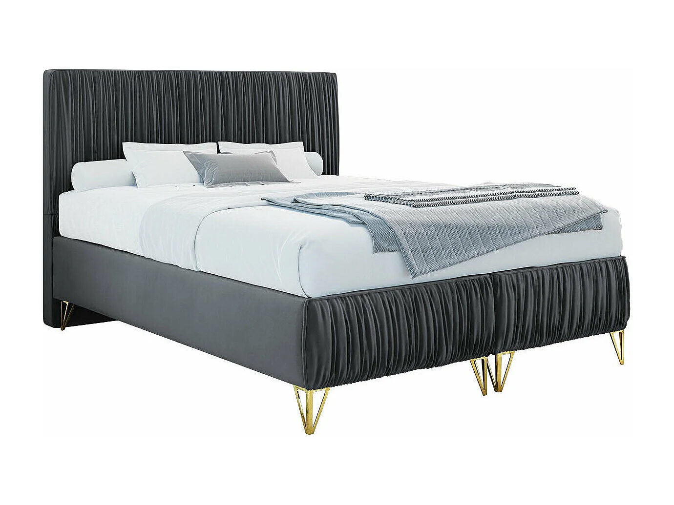 Letto continentale Logan 112, Doppio, Grigio, 180x200, Arazzo, Con, 180x209x120cm