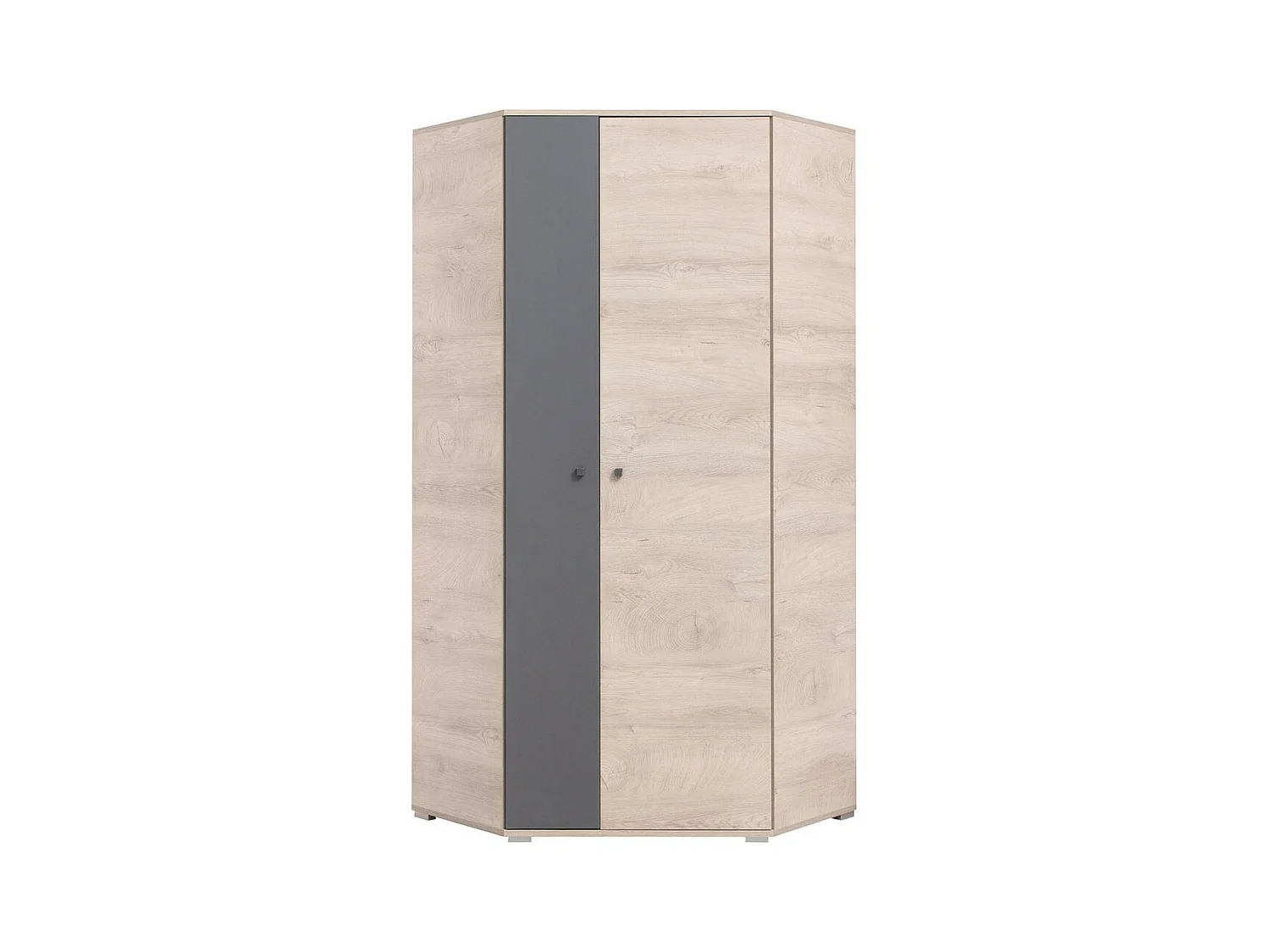 Armoire d'angle Omaha M101, Chêne clair|Anthracite, 190x90x90cm, Nombre d'étagères: 5.00