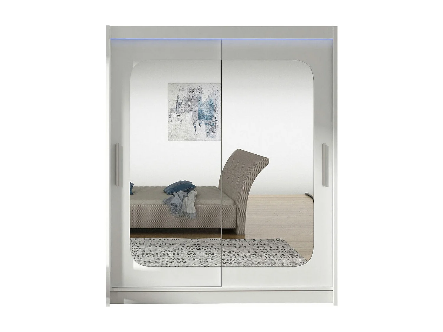 Armadio Closico 135, Bianco, 200x150x58cm, Porte armadi: Scorrevoli