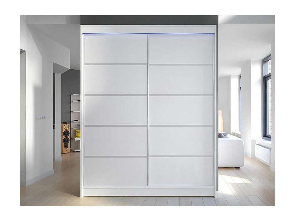 Armario Closico 145, Blanco, 200x150x58cm, Puertas de armario: Correderas