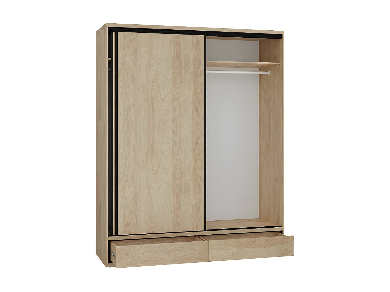 Armario Etrmoni 109, Luminoso madera, 221x177x59cm, Puertas de armario: Correderas