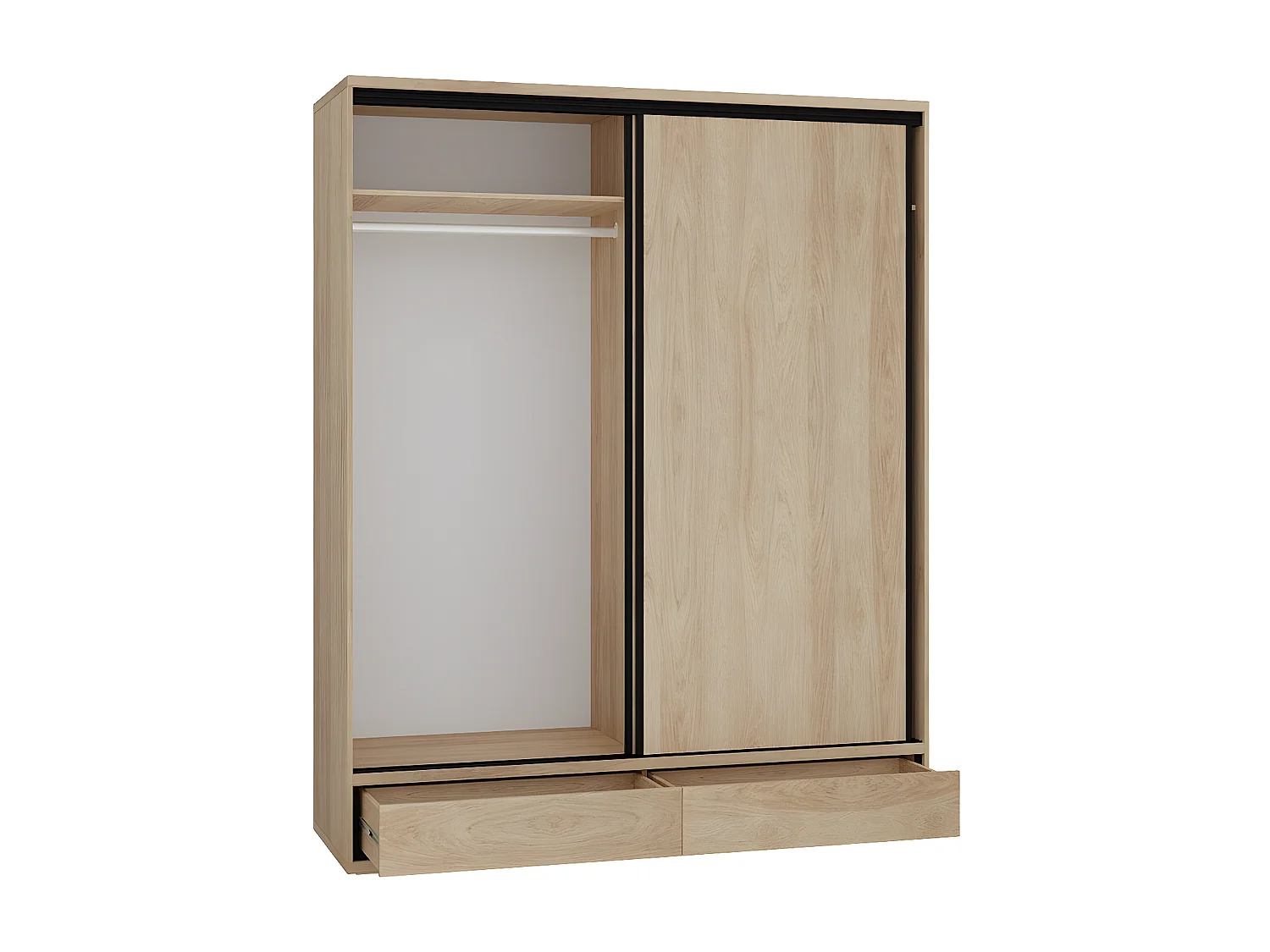 Armario Etrmoni 109, Luminoso madera, 221x177x59cm, Puertas de armario: Correderas