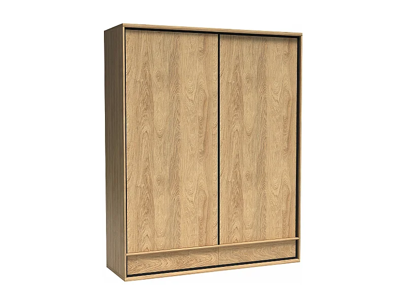 Armoire Etrmoni 109, Clair bois, 221x177x59cm, Portes d'armoire: Coulissantes