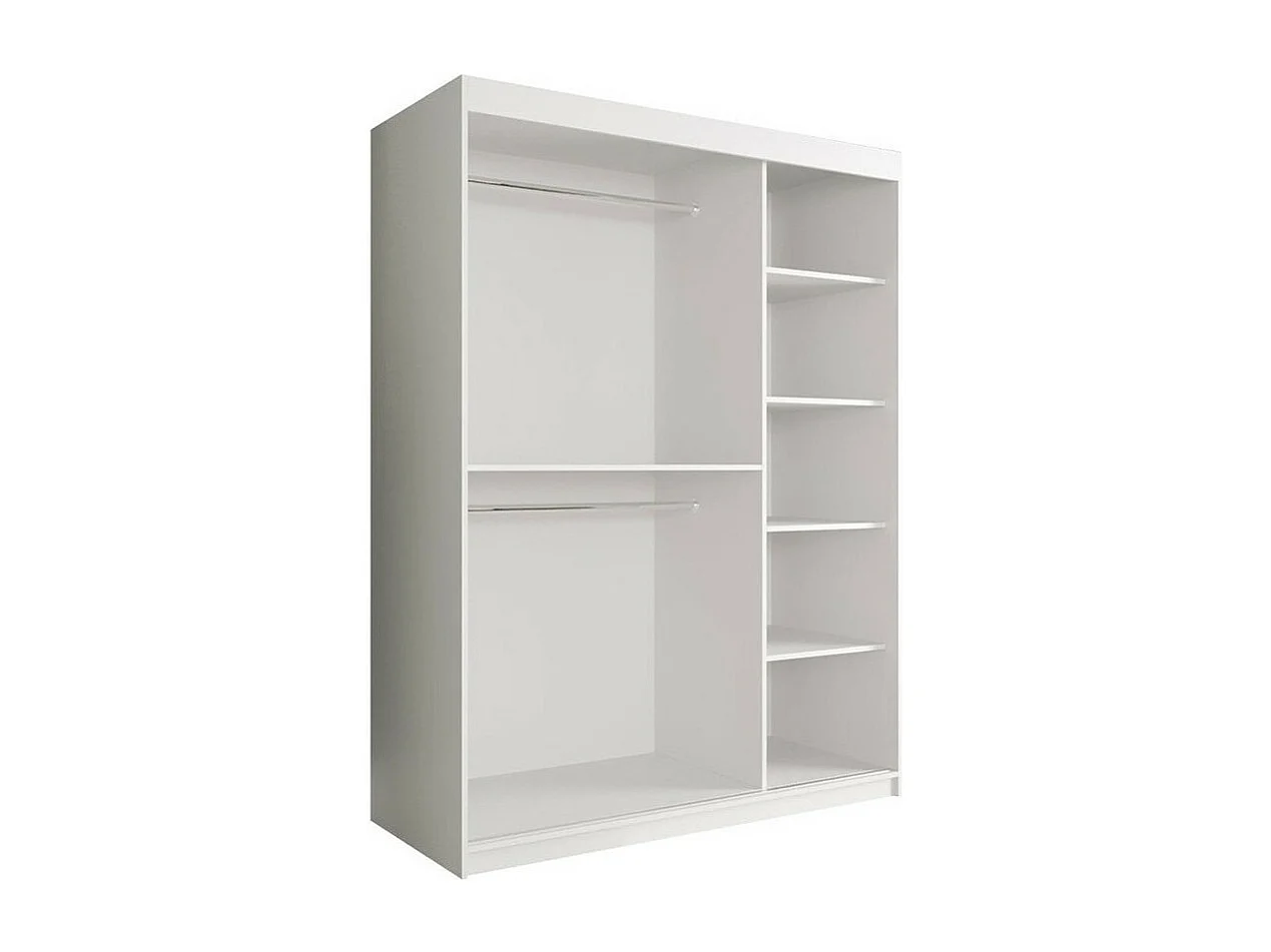 Armario Hartford 260, Mármol blanco|Mate blanco, 200x150x62cm, Número de estantes: 5