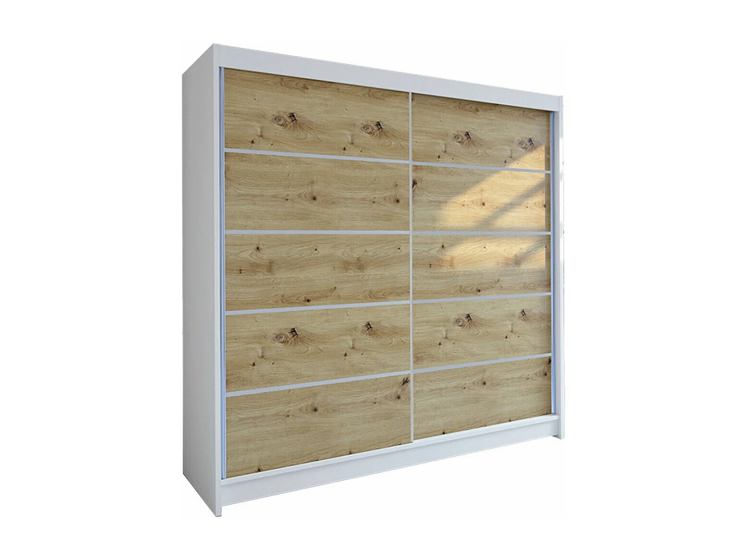 Armario Closico 153, Roble Artisan|Blanco, 215x180x58cm, Puertas de armario: Correderas