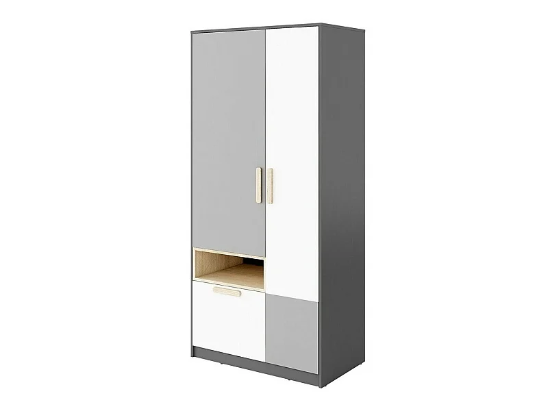 Armoire Veravie 103, Gris clair|Graphite|Blanc, 193x90x50cm