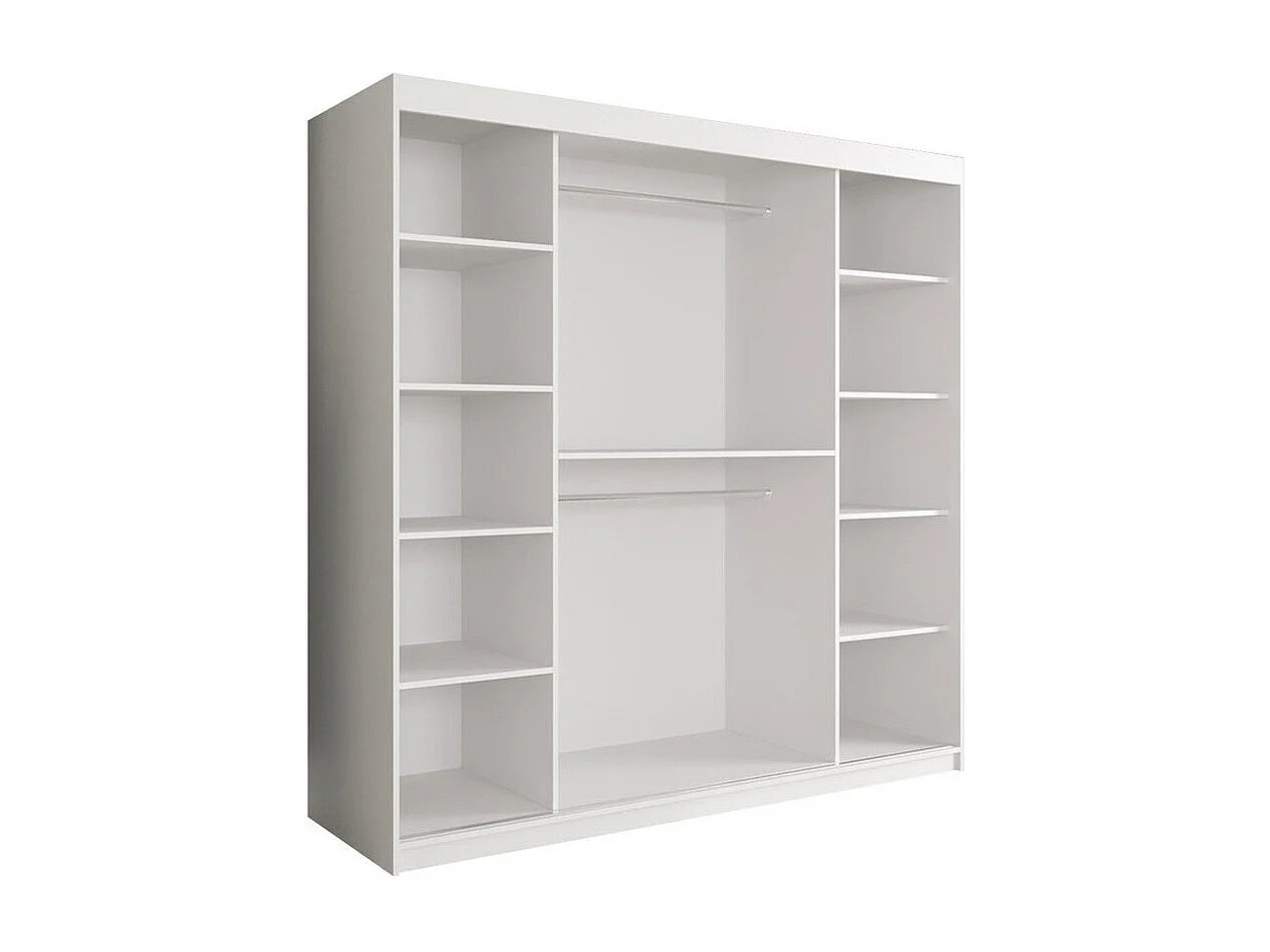 Armario Hartford 244, Mármol blanco|Mate blanco, 200x200x62cm, Número de estantes: 9